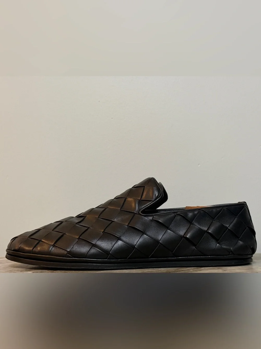 Bottega Veneta Sunday Slipper Black Nero Intrecciato Leather 45/12 Woven